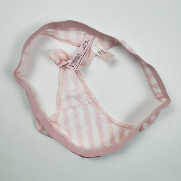 Victoria's Secret Shine Patch Thong Panty Womens Medium VS Signature Pink Stripe - Picture 11 of 14